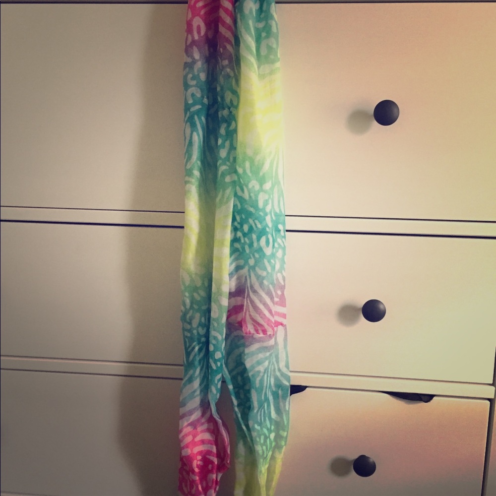 Rainbow colored infinity scarf one size fits all